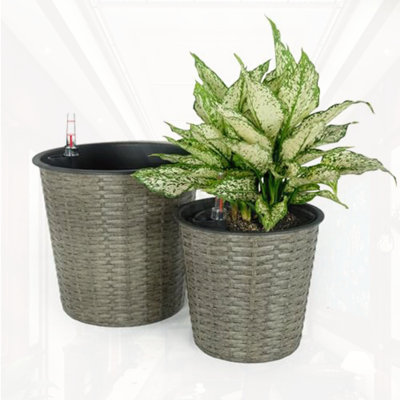 Ensemble de 2 pots de fleurs décoratifs en osier
