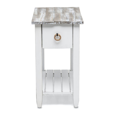 Delaplaine Coastal Solid Wood End Table with Storage