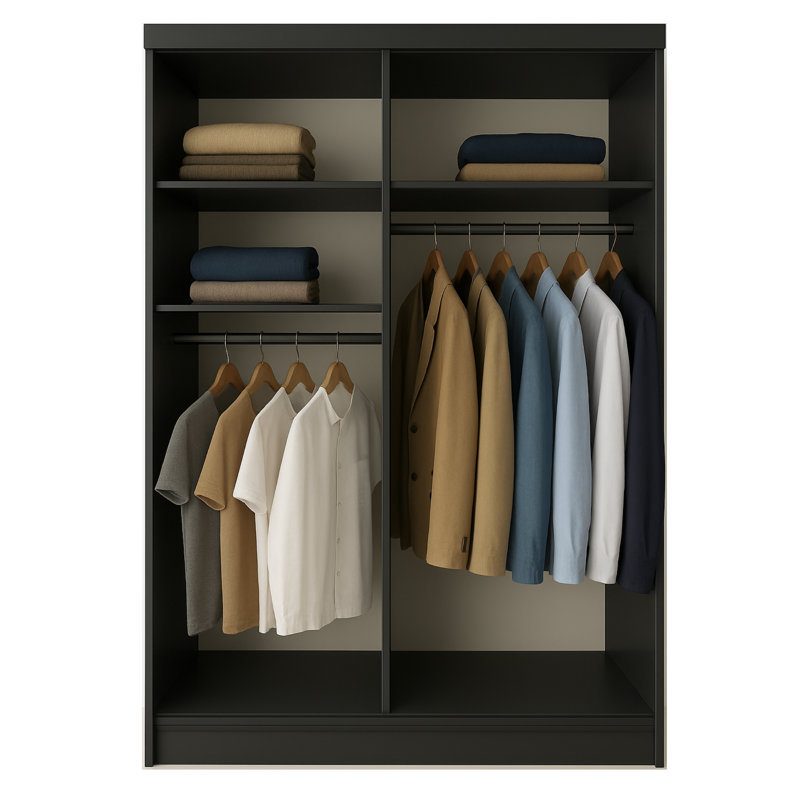 Modern Large 2 Door Wardrobe, Espresso