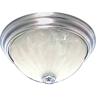 Marti 1-Light Indoor 11"W Brushed Nickel Flush Mount Ceiling Fixture with Alabaster Melon Glass Bowl