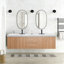 Ensemble de meuble-lavabo mural 72 po avec poignées dorées et lavabos doubles-274188084