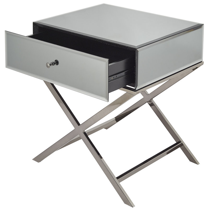 Table de bout à pieds croisés Elana, Nickel noir