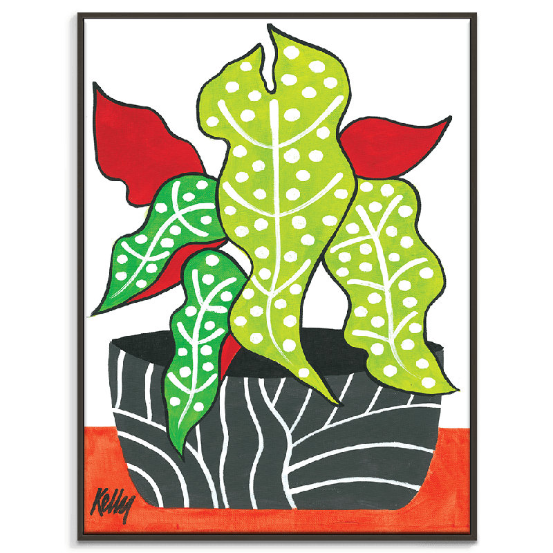 Leopard Leaf 1 Piece Wall Art, 51" H x 41" W, Black Framed