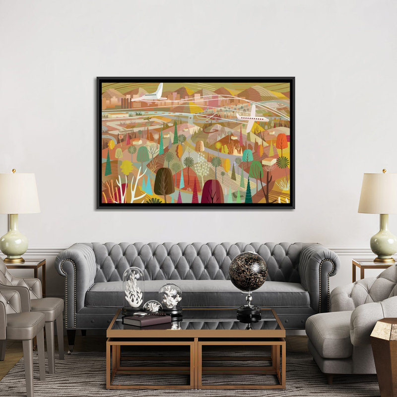 «Los Angeles to Riverside», impression sur toile, H 40 po x l 60 po x P 1,5 po, Toile avec cadre noir, Pas de tapis