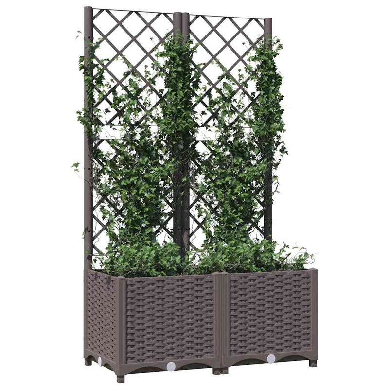 Latitude Run® Garden Planter With Trellis PP, Brown, 53.5" H x 31.5" W x 15.7" D, Without Wheels