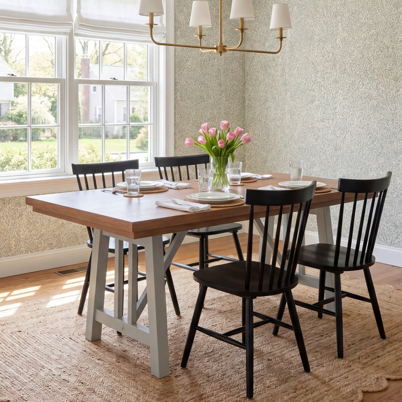 Odie Farmhouse Two-Tone Dining Table
