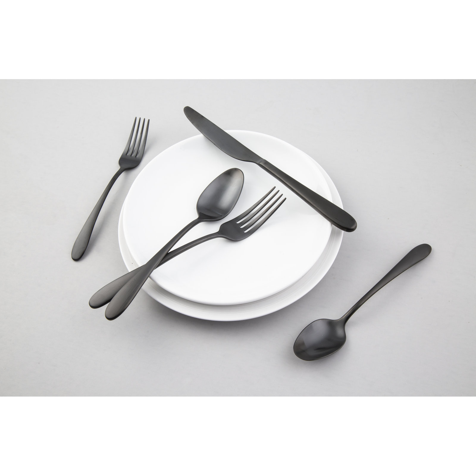 Poet Flatware Set - Service for 4, Black Satin