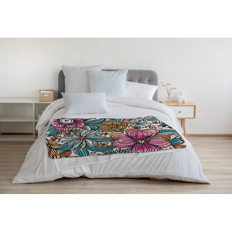 Couverture polaire Flower Melange, L 30 po x L 40 po, Orange