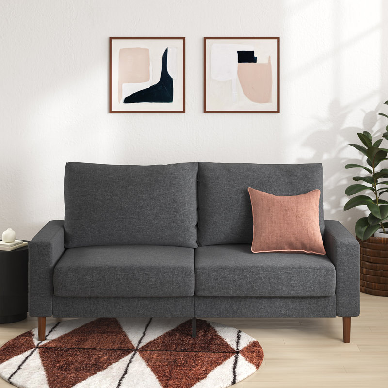 Canapé moderne rembourré à accoudoirs carrés 76,7 po Brinnlee, Jackie & Josh gris foncé, H 33,1 po x l 57,1 po x P 31,9 po