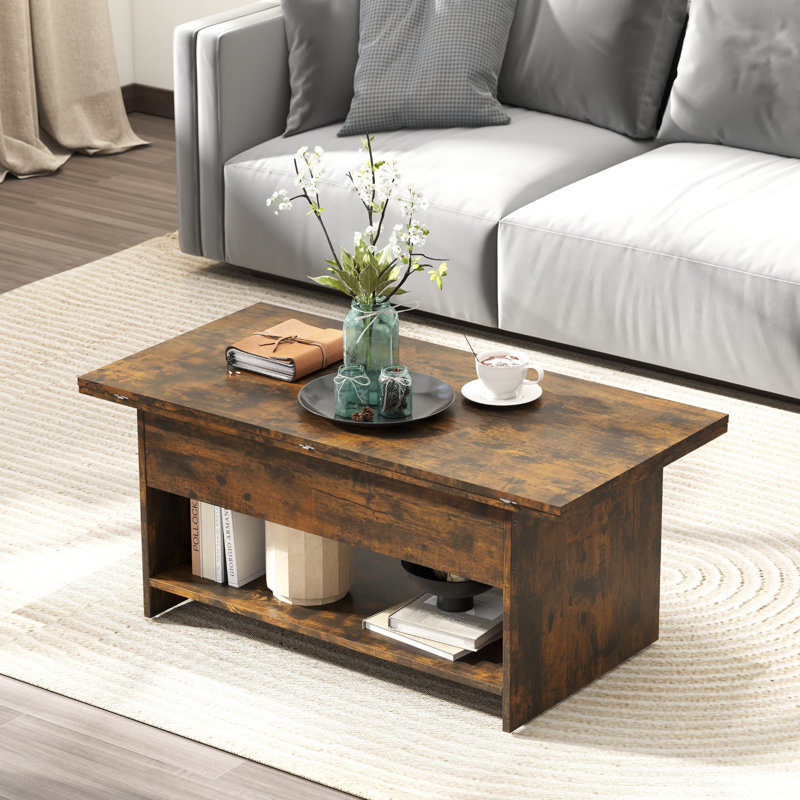 Agnes 4-In-1 Lift-Top Coffee Table With Hidden Storage for Living Room, Dining Room, Brown