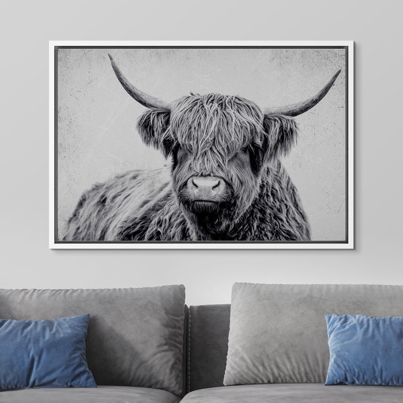 Portrait d'animaux sur fond blanc, Cadre blanc, H 24 po x l 36 po x P 1,5 po