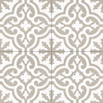 Bliss Eclectic Beige 8-in. Encaustic Spanish/Moroccan Patterned Matte Porcelain Wall & Floor Tile