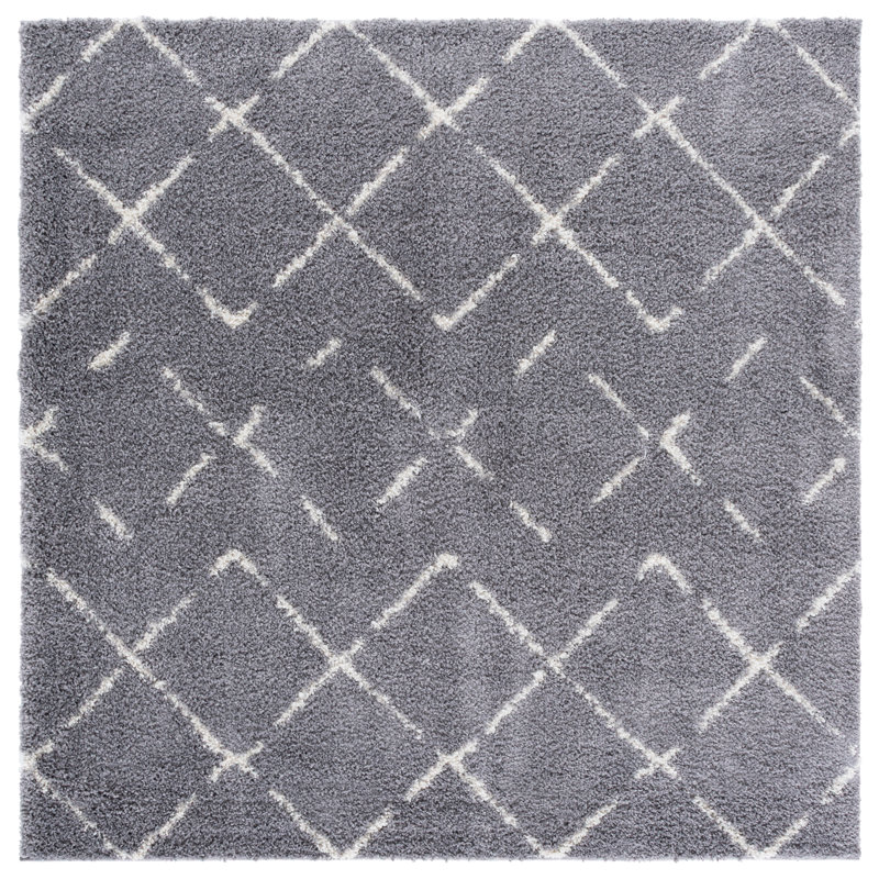 Angelka Performance Rug, Gray/Ivory, Square 5'1"