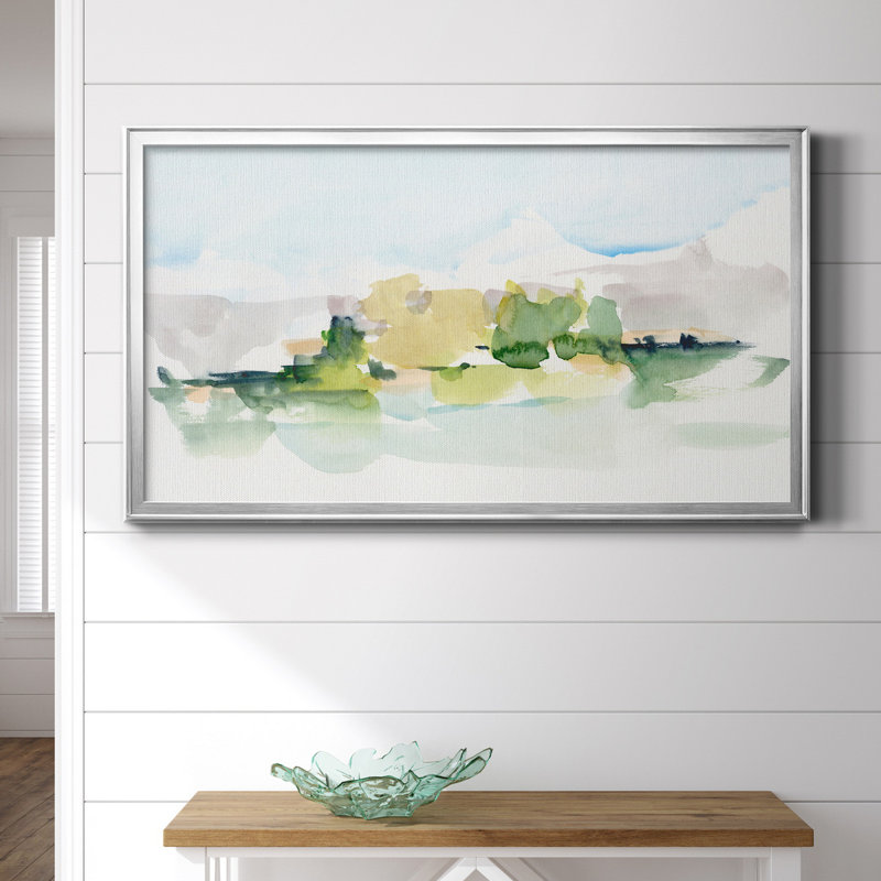 Tangerine Sunset I - peinture encadrée, H 10,5 po x l 18,5 po x P 1,5 po, Pas de tapis, Toile encadrée argentée
