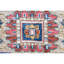 Tapis bleu / rose de haute qualité noué à la main-71389159