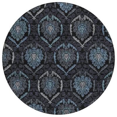 Sharinda Washable Damask Indoor / Outdoor Rug