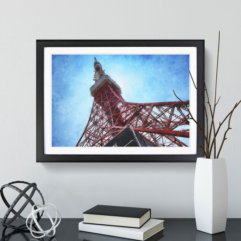 The Tokyo Tower - Picture Frame Painting, 48cm H x 65cm W x 2cm D, Black Framed