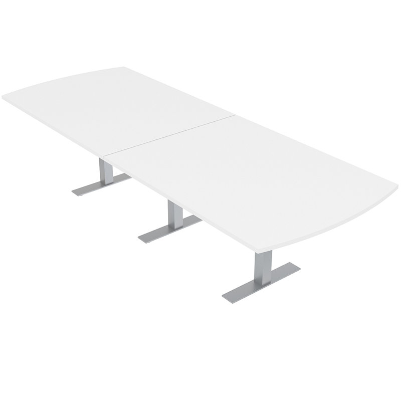 Table de conférence Pavert Arc, Blanc classique, Argent argent, L 120 po x l 48 po