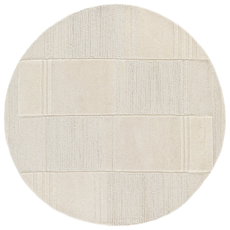 Tapis en coton touffeté à la main Manhattan en ivoire / beige Manhattan, Rond 6 pi