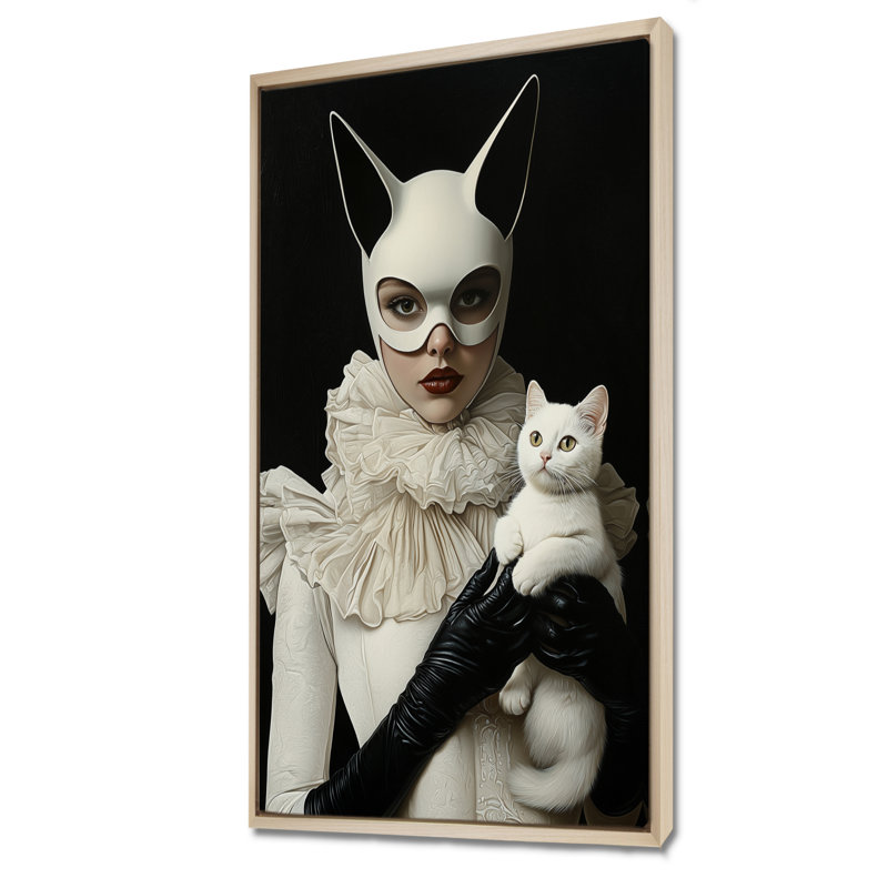 «Cat Woman» par Gottric Portrait, H 60 po x l 28 po, Impression encadrée sans passe-partout, Crème, crème