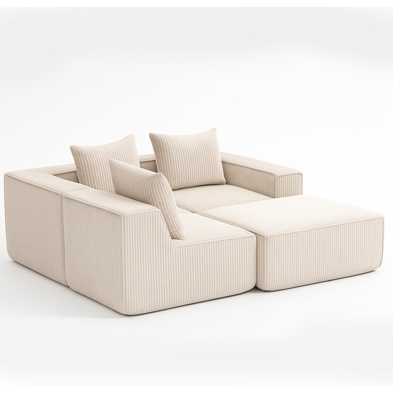 Canapé modulaire Boneless pouvant être combiné librement, Velours côtelé beige