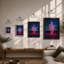 Neon Saguaro Modern - Framed Print-1735825165-1735825164