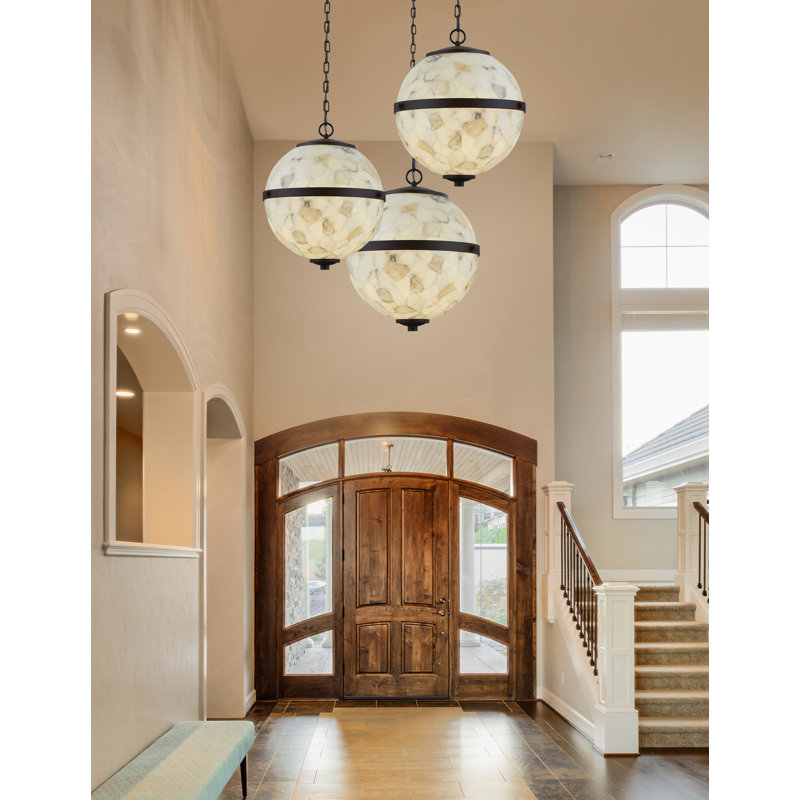 Krushi 3 - Light Dimmable Globe Chandelier, Dedicated LED, Polished Chrome, Opal