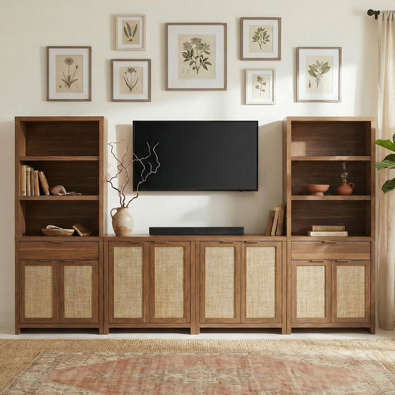 4-Piece TV Stand Set, Special Walnut