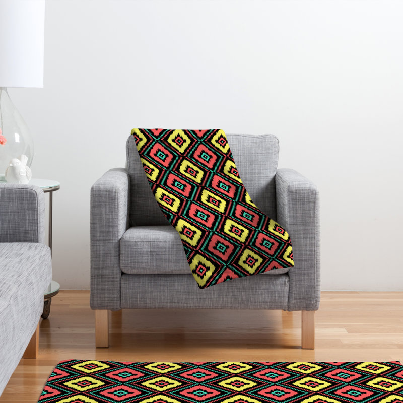 Jacqueline Maldonado Throw Blanket, Large, Black Zig Zag Ikat