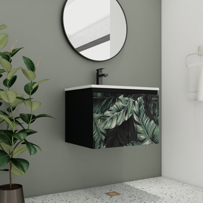 Ensemble de meuble-lavabo simple 24,47 po avec plateau en céramique Satya