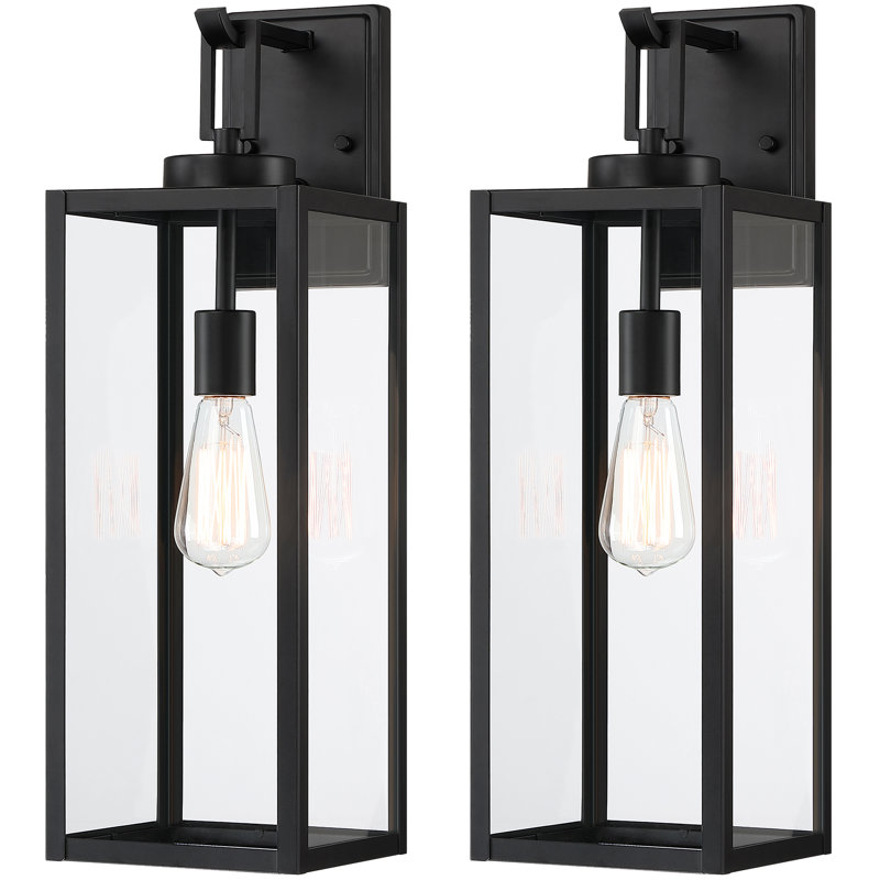 Schock Matte Black Outdoor Wall Lantern, 56.7cm H x 17.8cm W x 22.8cm D