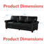 Elegant Black Faux Leather Sofa with Nail Head Trim - 3-Seater Couch for Living Room-725682196