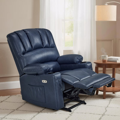 Fauteuil inclinable électrique Aneria avec massage et chaleur, repose-pieds allongé, similicuir