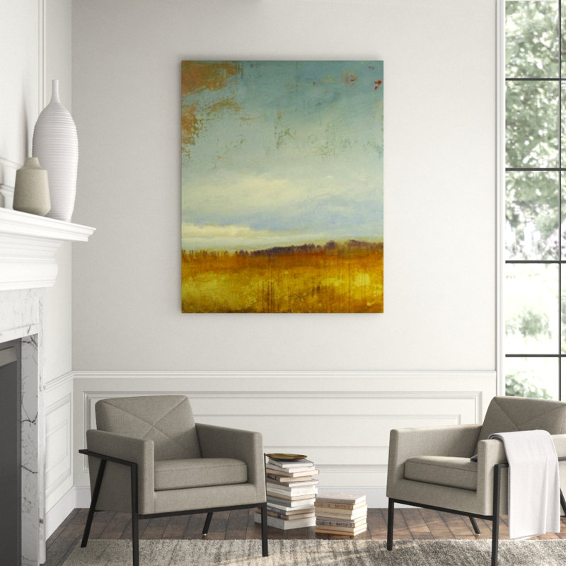 Summertime Vista Painting, Knife Gel, 30" H x 24" W x 1.5" D