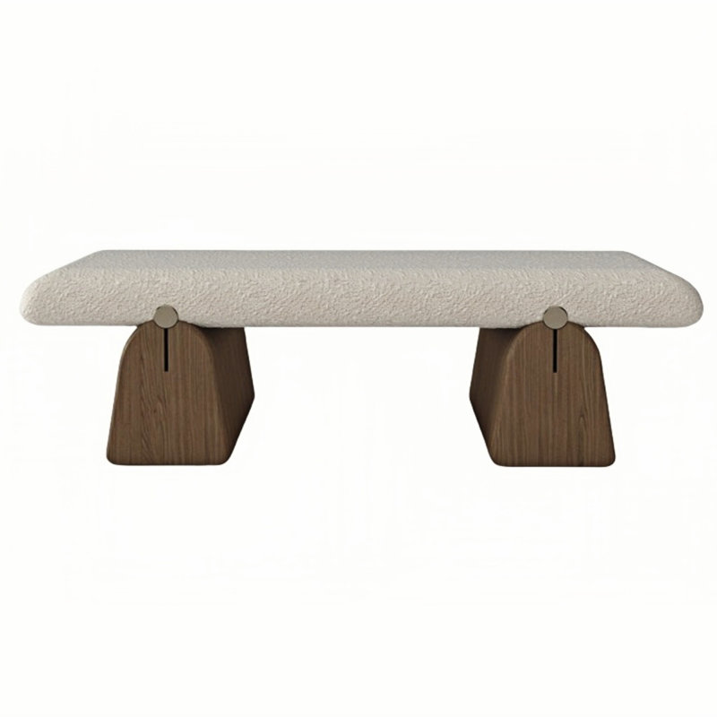 Banc rembourré en mélange de coton Haelie, H 17,71 po x l 70,86 po x P 15,74 po