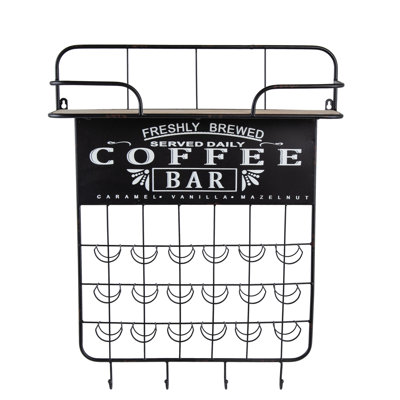 Tula Floating Coffee Bar Shelf with Pod Holder & Hooks