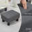 Ottoman Small Cube Foot Rest, Linen Fabric Wood Frame for Living Room, Charcoal Gray | Wood | Black-1445698580