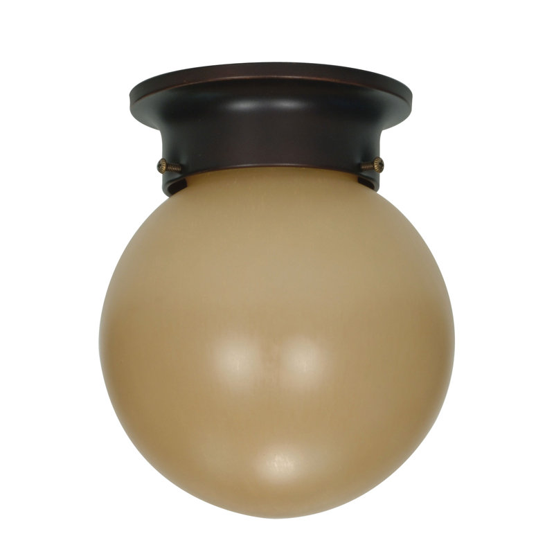 Plafonnier 1 lumière 6 po avec verre lin lavé champagne, Non