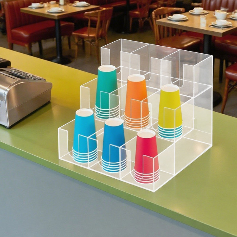 Organisateur de tasses de comptoir jetable pour la station de café, porte-gobelet avec 9 compartiments, Blanc