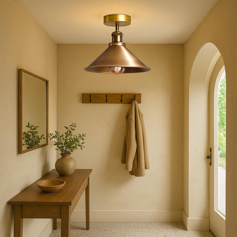 Semi Flush Mount, Yellow Brass, Yellow Brass