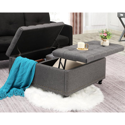35.5" Square Ottoman Coffee Table with Large Storage