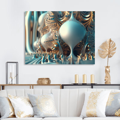 «Fractal Turquoise Pastel Cosmic Architecture», reproduction d'art sur toile