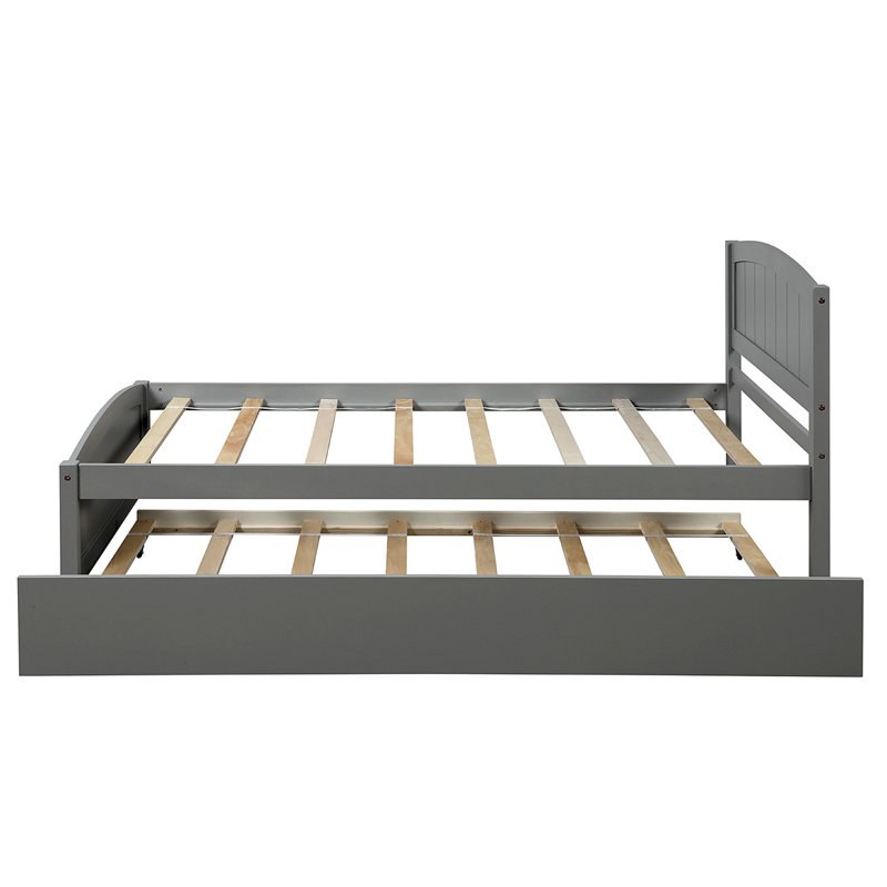 Lit plateforme avec lit gigogne, Gris