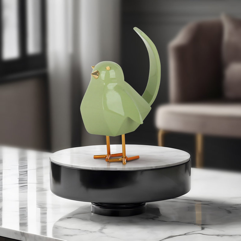 Grande sculpture en résine oiseau vert