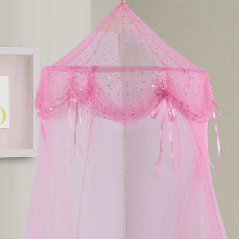 Rideau à baldaquin pour enfant avec arceau diaphane pliable Buttons and Bows, Rose