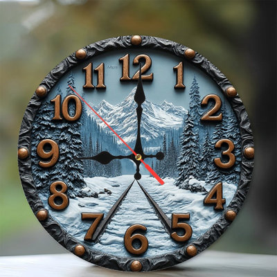 Horloge murale Winter Mountain