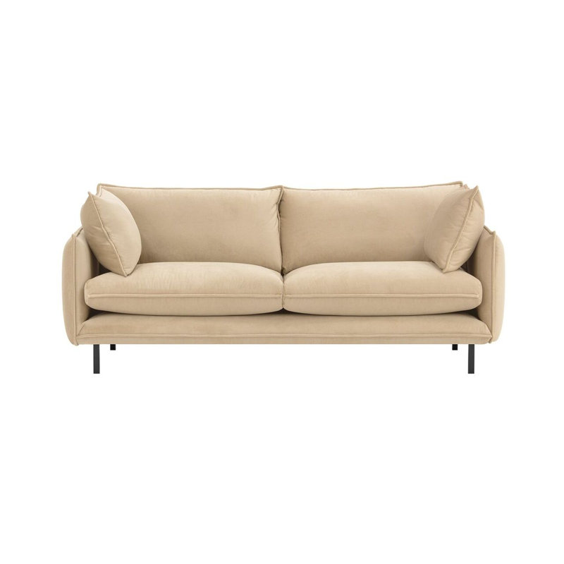 Neshay 3 Seater Velvet Sofa, Beige