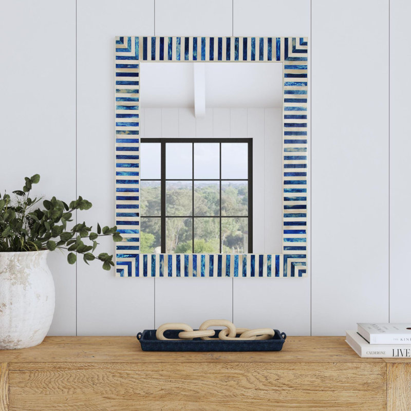 Miroir d'appoint mural blanc Demson, Bleu