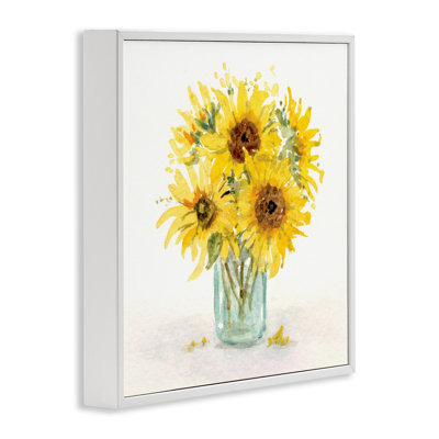 Giclée encadrée jaune chaud, bouquet de tournesols, design par Patti Bishop