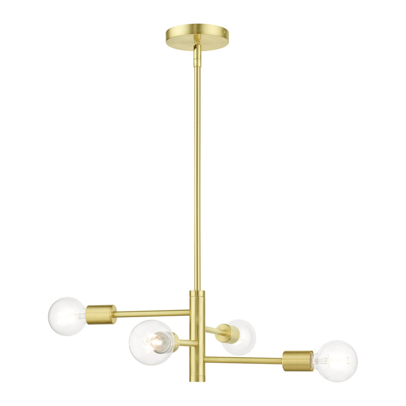 Lustre tambour moderne à 4 lumières Jeffries, Laiton satiné